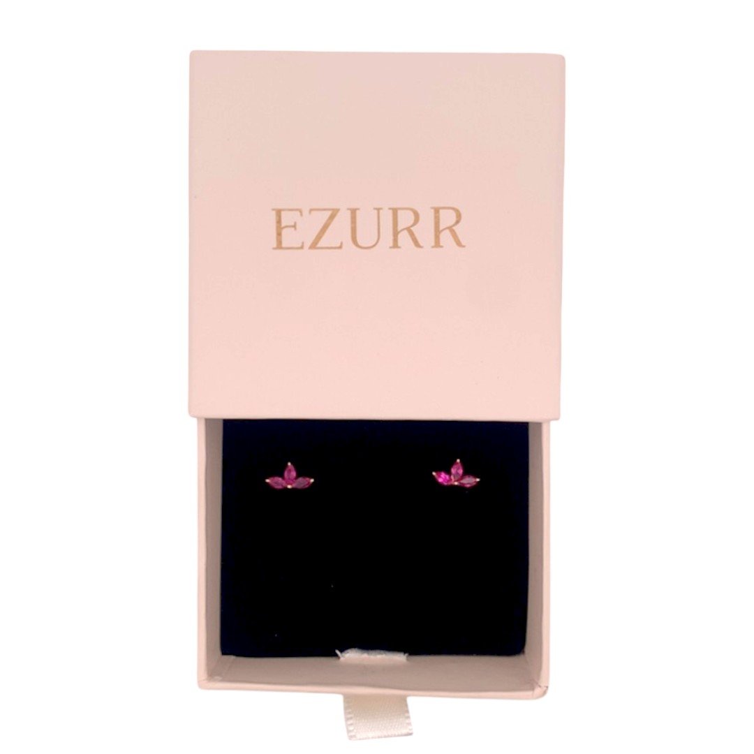 Crimson Stud Earrings (Pure Silver) - Rose Gold